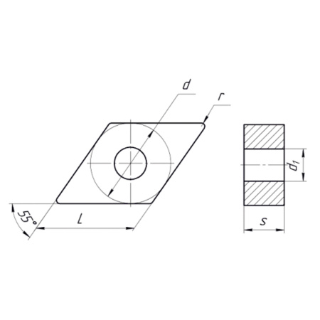 Пластина сменная ромбическая DNMA 150408 KC20D «Русский Инструмент» (РИ)