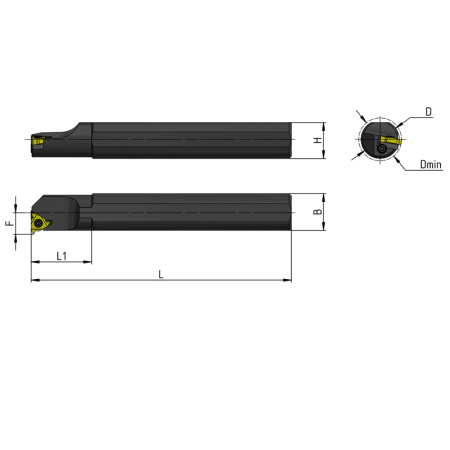 Резец резьбовой для нарезания внутренней резьбы D=16 L=180 SNL0016 Q16 левый «Русский Инструмент» (РИ)