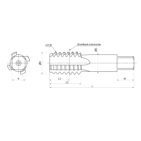 Метчик конический 3/4'' 14 ниток К(NPT) машинно-ручной HSS исп1 Beltools